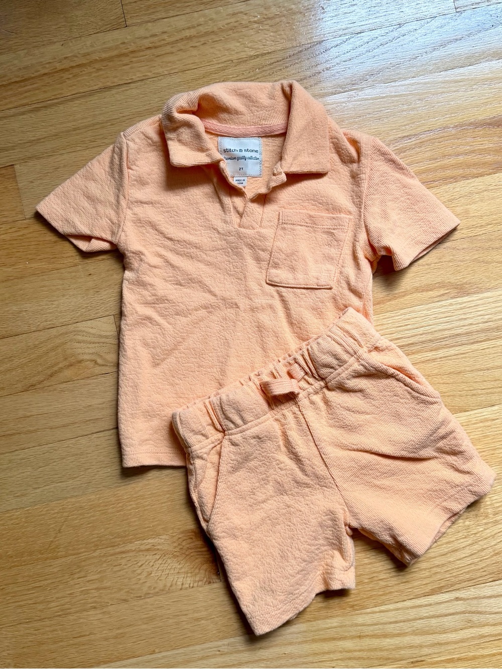 Terracotta Peach Kids Polo Set 2T